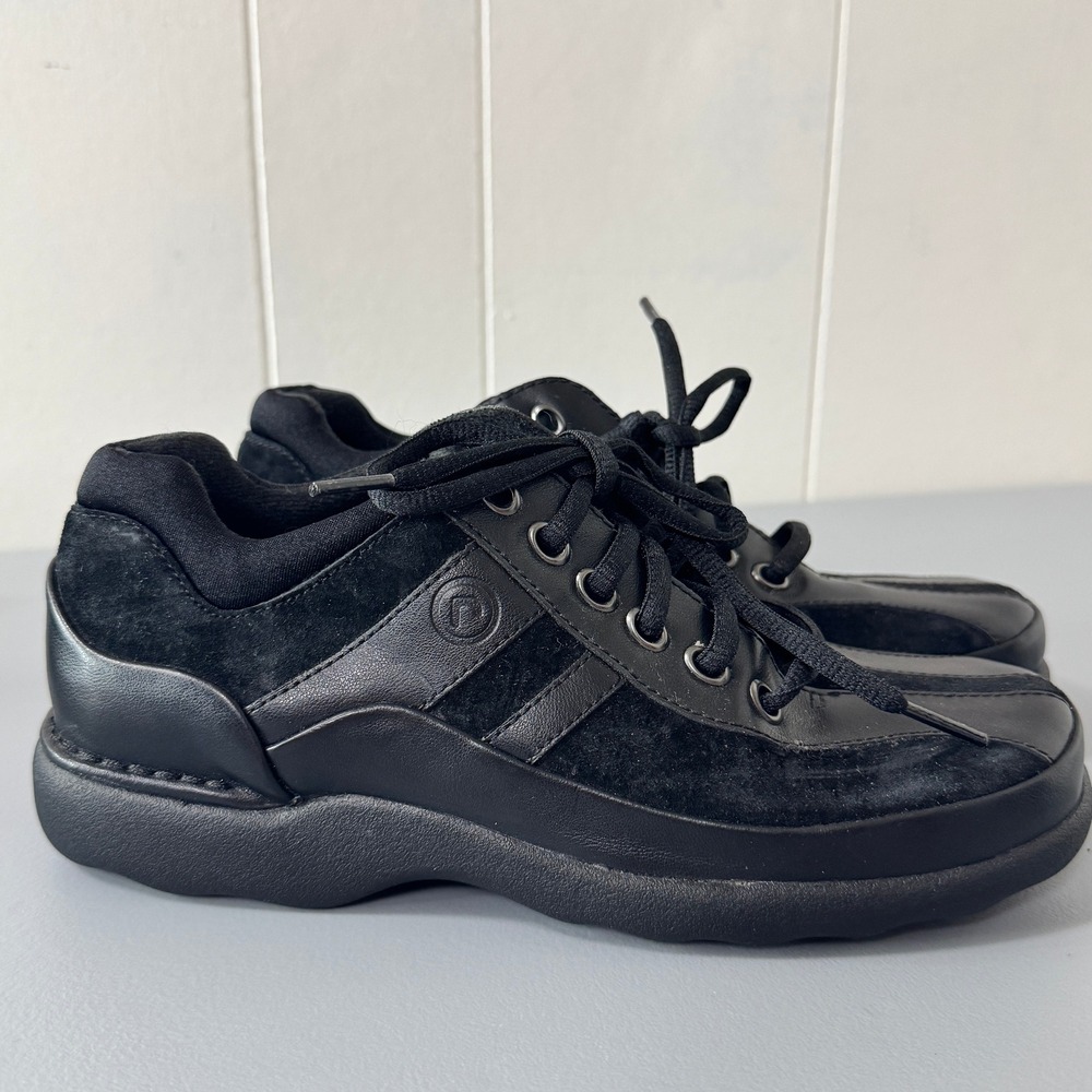 Rockport Leather Upper Sneakers Women's Size 6M All Black Lace Up Casual Shoes